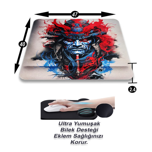 Bilek Destekli Gaming Oyuncu Mousepad 470x400x4 Mm Ve 2.4 cm Bilek Desteği JOTENG